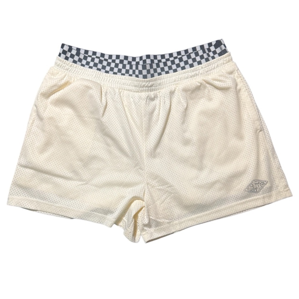 NWT Fabletics Aisha Basketball Shorts Womens Large Beige High Rise